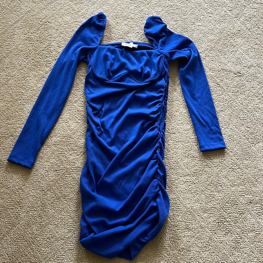 Princess Polly Blue Long Sleeve Dress Size US 6 - Zipper on side